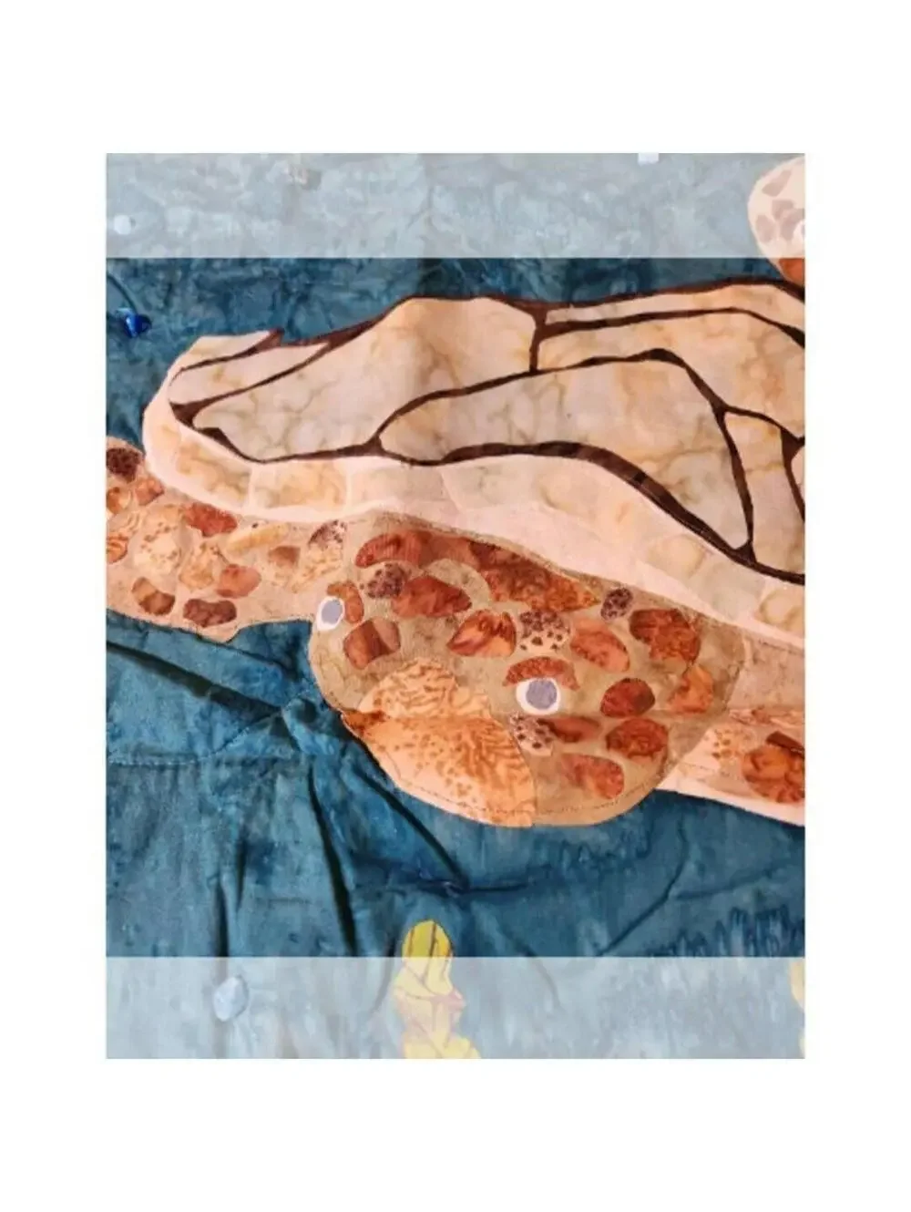 Coastal Turtle Mixed Textile Wall Hanging Handcrafted Ocean Decor